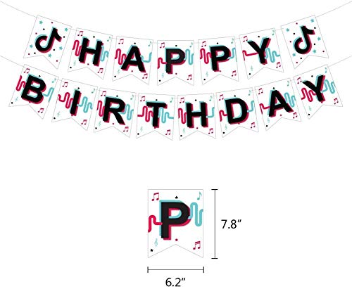 TIK Tok - Juego de decoración para fiestas, suministros para fiestas de cumpleaños de Tik Tok, adorno para tartas de cumpleaños de TIK Tok y pancarta de cumpleaños de TIK Tok para suministros de fiest