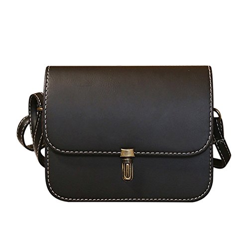 Toamen Bolso De Mujer Satchel De Cuero Bolso De Hombro Bandolera Messenger (Negro)