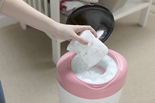 Tommee Tippee Simplee Sangenic Cubo de basura para pañales blanco roto rosa