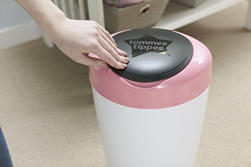 Tommee Tippee Simplee Sangenic Cubo de basura para pañales blanco roto rosa