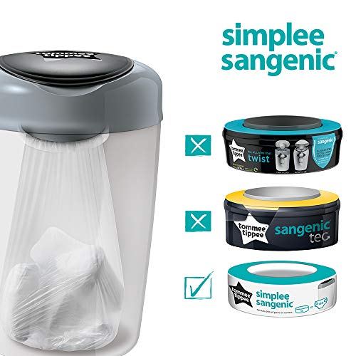 Tommee Tippee Simplee Sangenic Cubo de basura para pañales blanco roto rosa