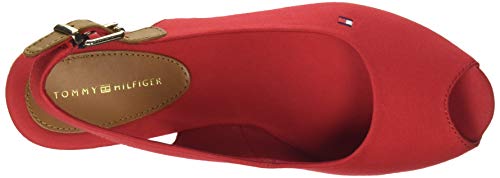 Tommy Hilfiger Iconic Elba Sling Back Wedge, Sandalias con Punta Abierta para Mujer, Rojo (Primary Red XLG), 36 EU