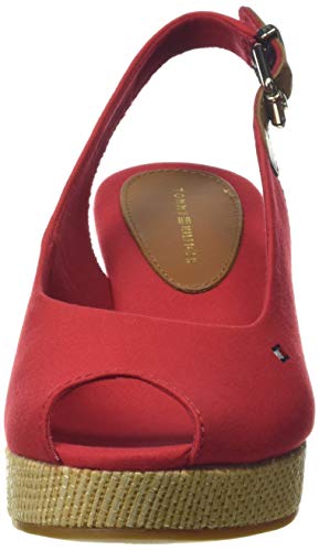 Tommy Hilfiger Iconic Elba Sling Back Wedge, Sandalias con Punta Abierta para Mujer, Rojo (Primary Red XLG), 36 EU