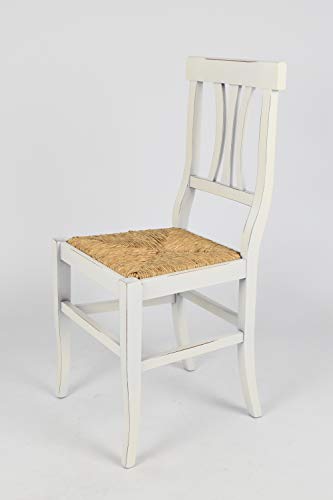 Tommychairs - Set 6 sillas Shabby Chic Artemisia para Cocina y Comedor, Estructura en Madera de Haya Envejecida artesanalmente a Mano y Asiento en Paja