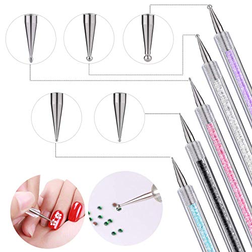 TONGXU 5PCS Kit de Cepillos de Detalle de Uñas Pinceles de Revestimiento de Uñas de Gel de Doble Extremo Herramientas de Uñas Decoracion de Uñas para Dibujando Patrones de Linea Diseño Mujer