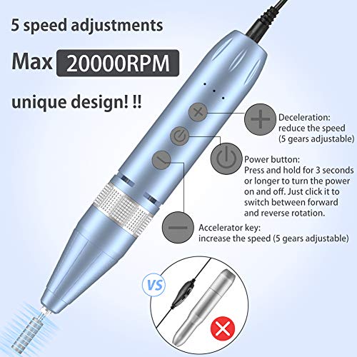 Torno para Uñas,Lima de Uñas Electrica Profesionales para Manicura y Pedicura, Velocidad ajustable,2000 rpm,Set de Manicura para DIY en Salón,Hogar.