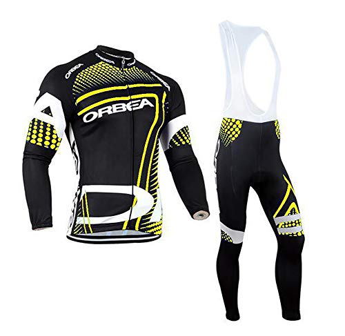 Traje Ciclismo Hombre Conjunto Ropa Bicicleta Invierno Maillot Ciclismo Hombres Manga Larga y Pantalones Ajustados 3D MTB Manga Larga