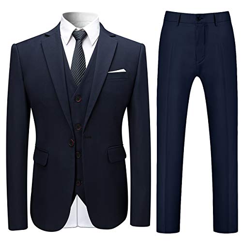 Trajes para Hombre Traje de Esmoquin de Boda Slim Fit de 3 Piezas para Hombres Un botón Traje Formal Chaqueta Blazer Chalecos Pantalones