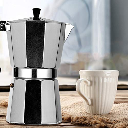 Tree-on-Life Cafetera Aluminio Moca Espresso Percolador Olla Cafetera Moka Olla Espresso Máquina de chupitos Máquina de café Espresso Plata 1 Taza