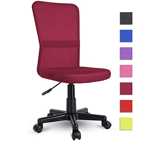 TRESKO Silla de Oficina Escritorio giratoria, Disponible en 7 Variantes de Colores, con Ruedas para Suelos Duros, Regulable en Altura de Forma Continua, Respaldo ergonómico (Burdeos)