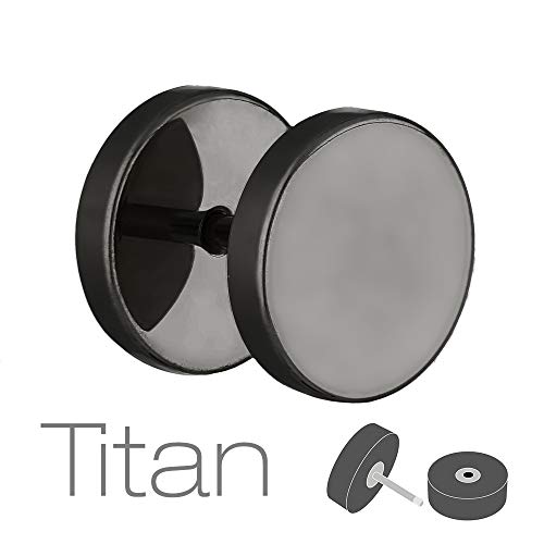 Treuheld | Titan Fake Plug Pendientes - 4 Tamanos: 4, 6, 8, 10 mm - Negro - Sin Titanium (niquel) Pendientes hombre & mujer & Hombres para tornillos - Pendientes Tunnel Piercing tunel [02.] 1,2 x 6mm