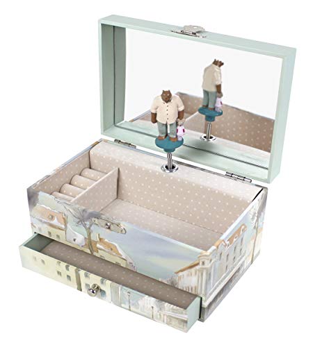 Trousiier Ernest & Celestine – Caja de tesoros y joyas musicales – Ideal regalo para niños – Música Feelings – Color verde celadon