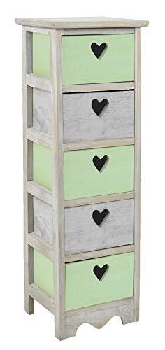 ts-ideen Cómoda estantería Armario de Madera Estilo de la alquería Rustico Shabby para baño Pasillo Cocina Sala Gris con corazoncito