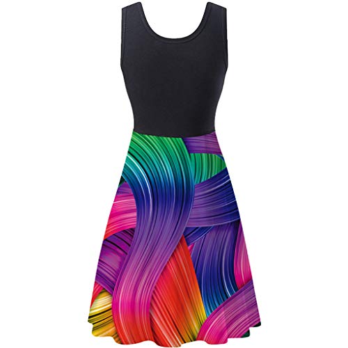 TUDUZ Mujer Elegante Vestido Sin Mangas con Costuras En Blanco y Negro con Estampado De Moda Sexy (MulticolorA, M)