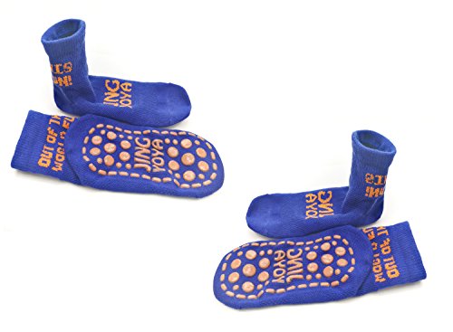 TUKA [4 Pares] Calcetines Antideslizantes para niños niñas 2 a 3 años, Unisex ABS Calcetines con botones Tamaño 23-26. para yoga, Danza, trampolín, Fitness, hogar. Azul, TKB7001-blue-S-4X