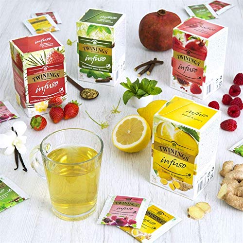 Twinings Infusiones - Moringa, Jengibre y Mango - Nuevas Infusiones Frutas y Hierbas sin Cafeína y 100% Naturales, Explosión de Sabor para Cualquier Momento del Día (20 Bustine)