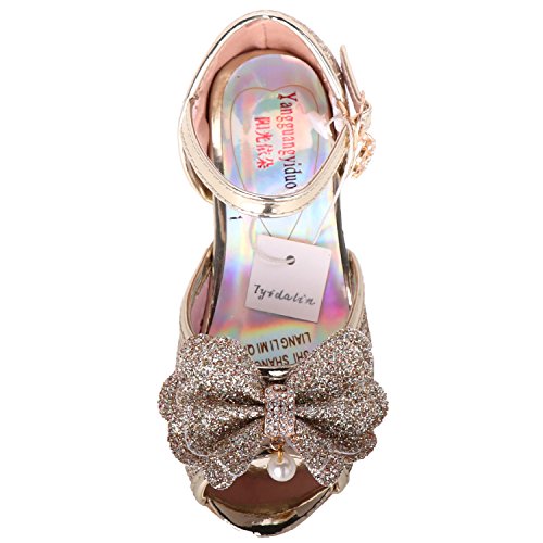 Tyidalin Niña Bailarina Zapatos de Tacón Disfraz de Princesa Zapatilla de Ballet para 3 a 12 Años EU24-35(Color:Rosa,Plata,Oro,Azul)