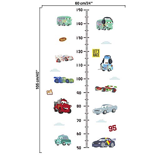 ufengke Coches Gráficos de Crecimiento Let's Race Vinilos Extraíble Altura Pegatinas de Pared para Habitación de Niños Sala de Estar del Dormitorio