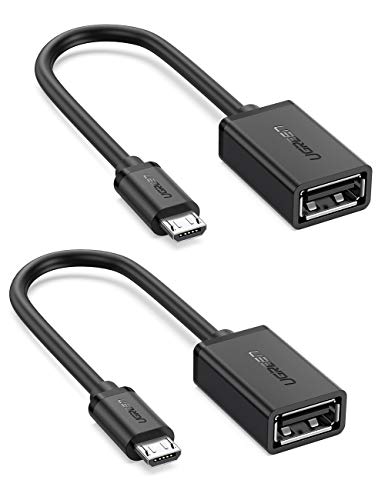 UGREEN Cable OTG Micro USB Android, Adaptador Micro USB 2.0 OTG Macho a Hembra Convertidor para Tablet Samsung Galaxy Tab S2, Teléfono Móvil, Cámara dji Spark, Grabadora de DVD etc, 2 Unidades