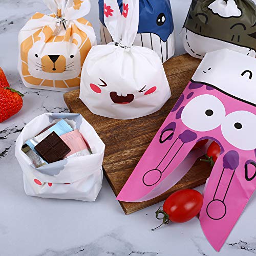 Ulikey 60 Pcs Bolsas Regalo Cumpleaños, Pascua Bolsa de Caramero Bolsa de Dulces Bolsas Plástico para Caramelos, Confeti Forma de Conejo para Boda, Cumpleaños, Navidad