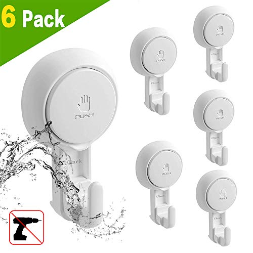 Ulinek 6 Piezas Ganchos Ventosa Super Fuerte para Pared Baño Cocina, Colgador Ventosa MAX 5KG Toallero Perchero Ganchos para Colgar Llaves Abrigos Ropa Bolsos Ducha, Transparente