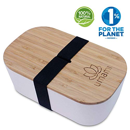 Umami - Fiambrera Eco de fibra de bambú, Bento, 100 % ecológica, apta para lavavajillas, duradera, Sana y de Diseño, Apta para adultos y niños, Marca francesa, Beige natural, L