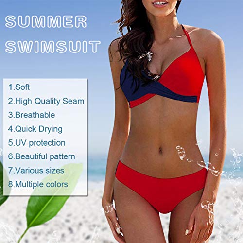 UMIPUBO Mujer Bikini Traje de Baño con Cuello en V Bikinis Sujetador Dos Piezas Push-up Sexy Ropa de Playa Falda de Playa Tops y Braguitas