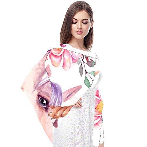 Unicornio de Acuarela con Marco Floral Bufanda Bufandas Infinity Lightweight Long Sheer Wrap Shawl for Women