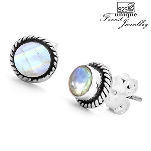 Unique Pendientes para la Mujer clásico Piedra de Luna Plata de Ley 925 joyeria de Calidad