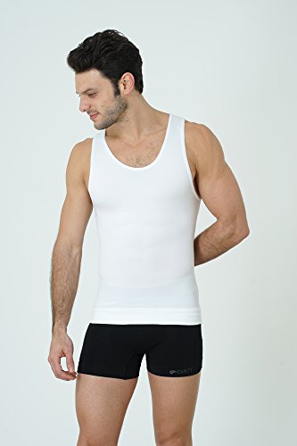 UnsichtBra Camiseta de Compresión | Ropa Interior Adelgazante Moldeadora Hombre (sw_7100)(Blanco, L)