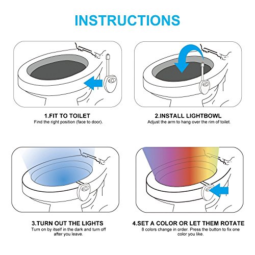 USB Recargable WC Luz De Noche - 8 Color Sensor de Movimiento luz LED Automática Inodoro luz para Baño, Hotel, Cafe Bar, Facil De Usar 100% Impermeable (Recargable WC)