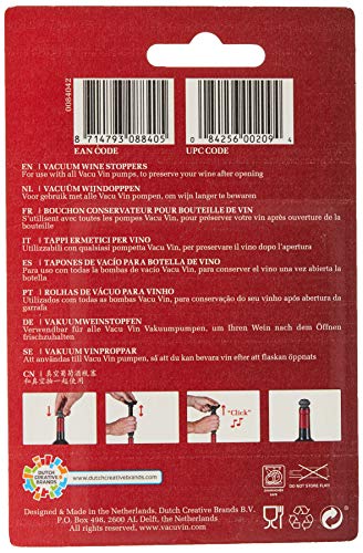 Vacu Vin Tapones para Bomba de vacío, Color, Set 2 Unidades, Silicona, Gris Oscuro, 3.1x3.9x3.7 cm