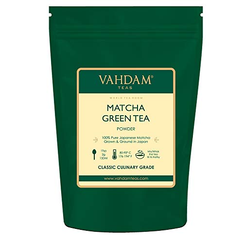 VAHDAM, polvo de té verde Matcha (50 g, 25 tazas), polvo de Matcha japonés puro y sin mezclar 100% certificado | 137x Anti-OXIDANTES | Aumenta la energía, el enfoque y el metabolismo.