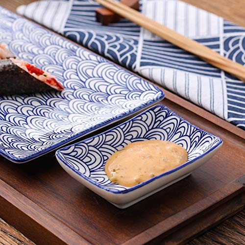 vancasso Serie Takaki Juego de Aperitivos 8 pcs Pequeños Cuencos para Salsas, Condimentos Recipientes Salsa, Estilo Japonés Pintado a Mano