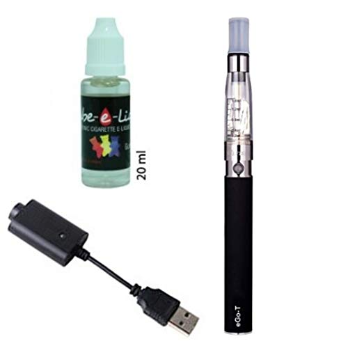 Vaper Cigarros Electrónicos, SMOK Vape Pen Ego-t EC4, Vape Pen + E Liquido, Top Refill Vaporizado, Batería Recargable Cigarro Electronico, E Cigarette Sin Nicotina 0.0mg (Negro)