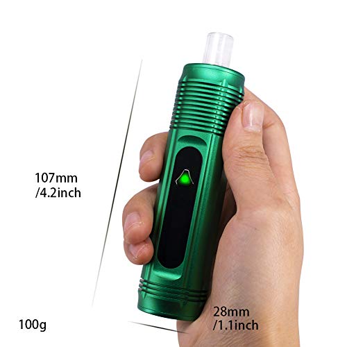 Vaporizador de hierbas secas,evaporador,con boquilla de vidrio y cámara de hierbas de cerámica, batería recargable de 2500 mAh, vía aérea independiente, Sin nicotina (Verde)