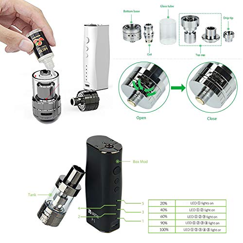 Vaptio P1 TF Starter Kit 50W 2100mAh Batería 3.0ml Atomizador de llenado superior Bobinas dobles Vaporizador de cigarrillo electrónico Sin líquido E Sin nicotina (Dorado)