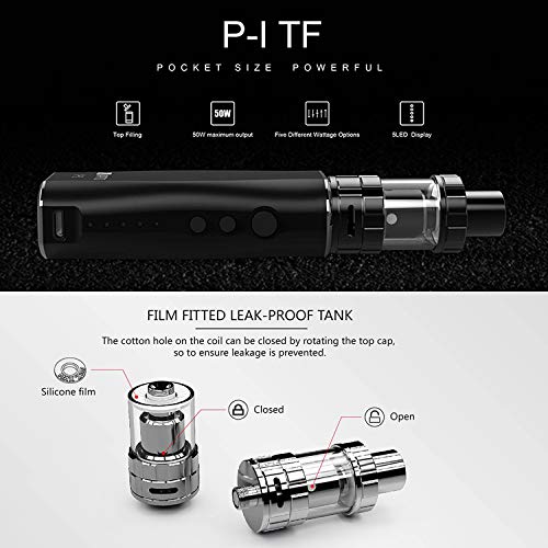 Vaptio P1 TF Starter Kit 50W 2100mAh Batería 3.0ml Atomizador de llenado superior Bobinas dobles Vaporizador de cigarrillo electrónico Sin líquido E Sin nicotina (Dorado)