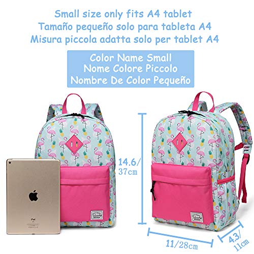 VASCHY Mochila Escolar para Niños, Mochila Infantil Mochila de Flamencos para Niñas Mochila Preescolar Bonita con Bolsillos Laterales