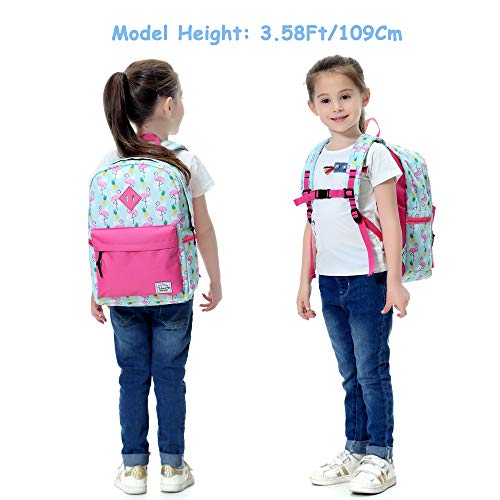 VASCHY Mochila Escolar para Niños, Mochila Infantil Mochila de Flamencos para Niñas Mochila Preescolar Bonita con Bolsillos Laterales