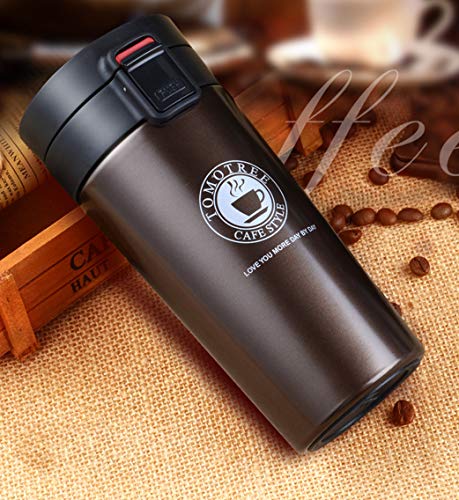 Vaso Termico Café Termo Taza Botella Taza Coche Acero Inoxidable Café Agua Thermos Frascos Termo Cafe Hermetico (Marrón)