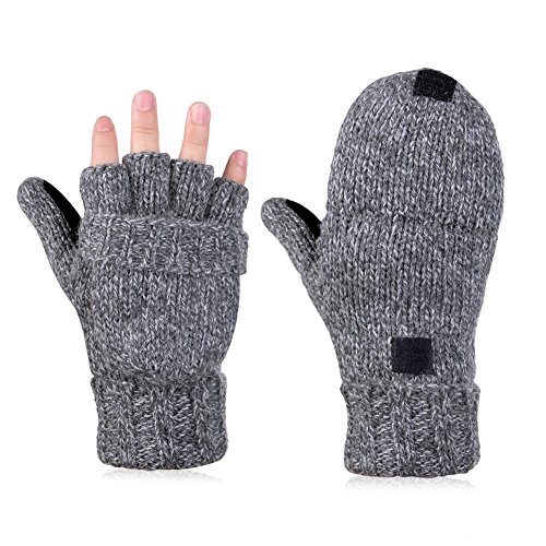 VBIGER Guantes Invierno Unisex Mitones de lana de punto caliente Manoplas