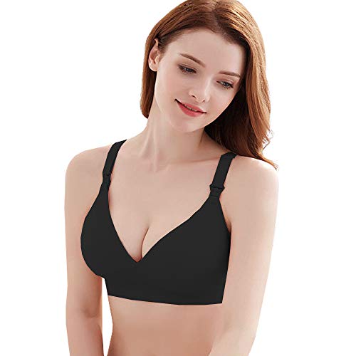 Vellette Sujetador Premamá De Lactancia Sujetadores de Maternidad de Lactancia para Mujeres Sin Aros para Mujer 4PCS/3PCS (2Pcs(Black+Grey), M/L(=38))