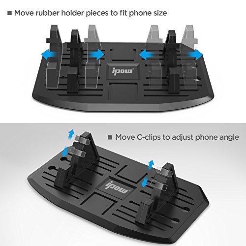 [Versión Segunda Mejorada] Ipow® Soporte para Coche para movil, Soporte Silicona Antideslizante para Salpicadero Coche,Huawei, Iphone, Xiaomi, Samsung, Negro