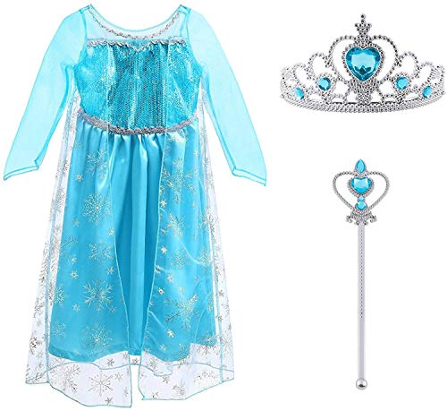 Vicloon - Disfraz de Princesa Elsa - Reino de Hielo - Vestido de Cosplay de Carnaval, Halloween y la Fiesta de Cumpleaños