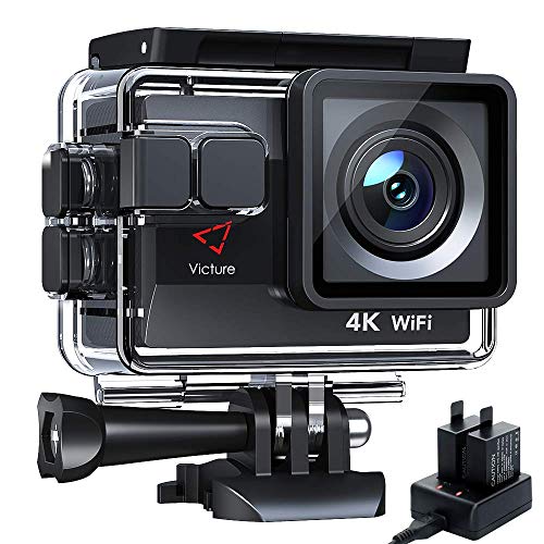 Victure AC800 Cámara Deportiva Wi-Fi 4K Ultra HD 20MP (Action Camera Acuatica de 40M con 2 Baterías y Cargador Externo, Funciones Anti-Shaking y Time Lapse)