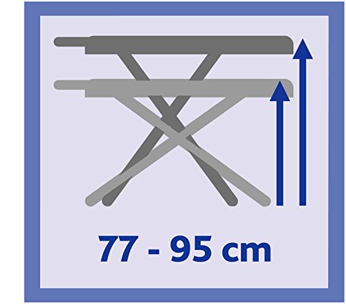 Vileda Perfect 2 in 1 - Tabla de planchar grande, para prendas extra grandes y camisas, altura regulable 77 - 95 cm, funda de algodón y espuma, medidas: 122 x 44 cm, color verde