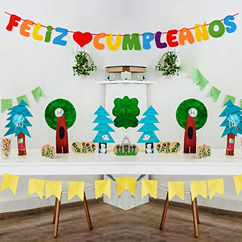 VINFUTUR Decoración Fiesta Cumpleaños, Bandera Feliz Cumpleaños Fieltro Banner Feliz Cumpleaños Español Guirnalda de Banderín Colgante Colorido para Decoración Fiesta Reunión Hogar