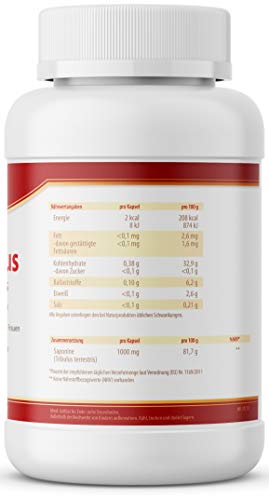 VITACONCEPT Tribulus Terrestris - 120 cápsulas vegetarianas para más energía - 1000 g por cápsula - Hechas en Alemania