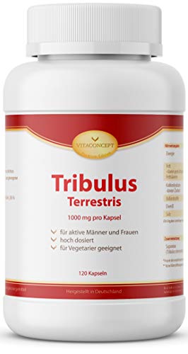 VITACONCEPT Tribulus Terrestris - 120 cápsulas vegetarianas para más energía - 1000 g por cápsula - Hechas en Alemania